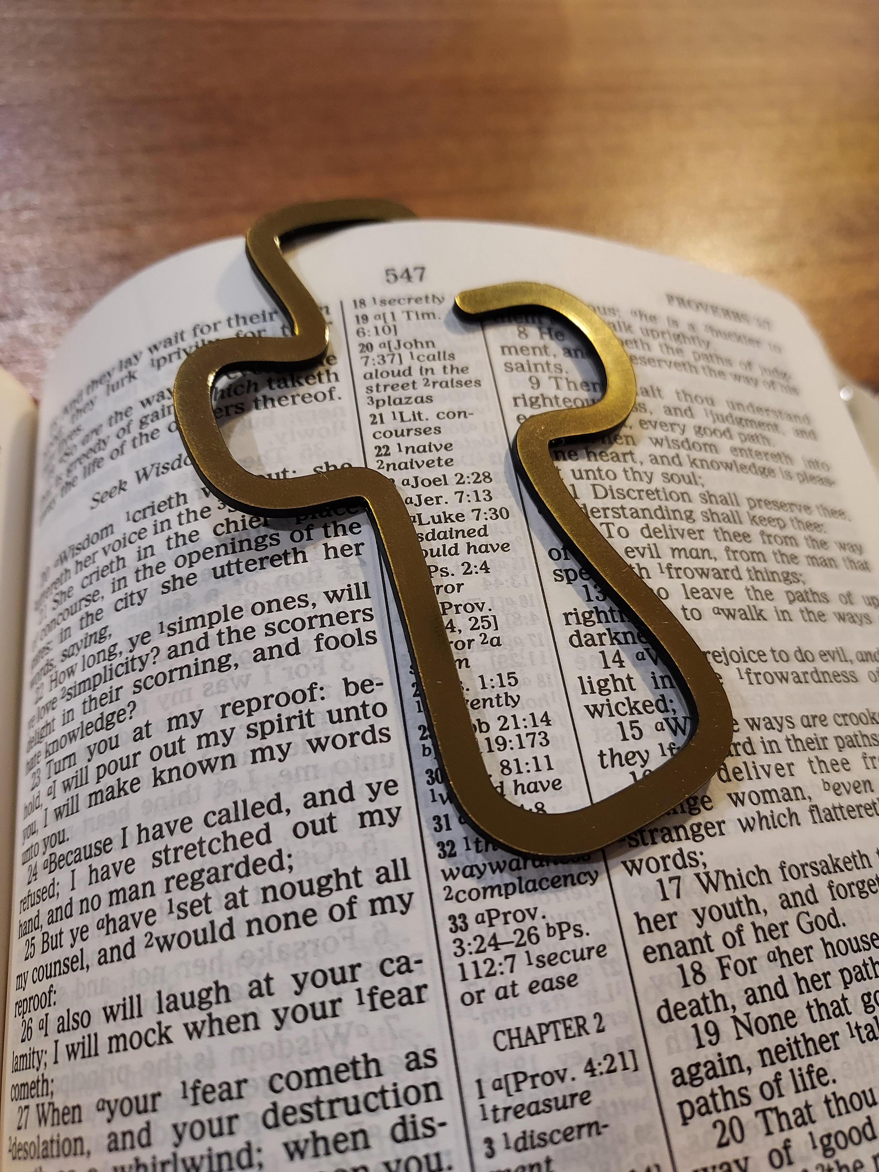 Brushed Bronze Cross Flexible Acrylic "Bookmark"