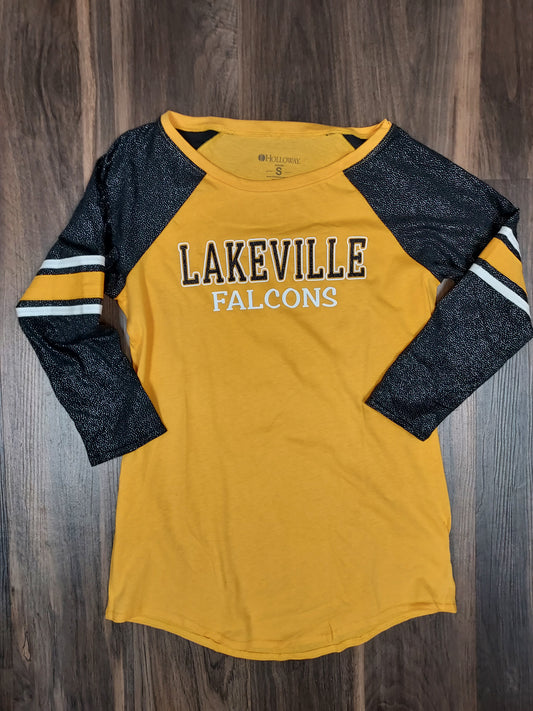 Lakeville Junior Fit Ladies Glitter 3/4 Raglan Sleeve Shirt