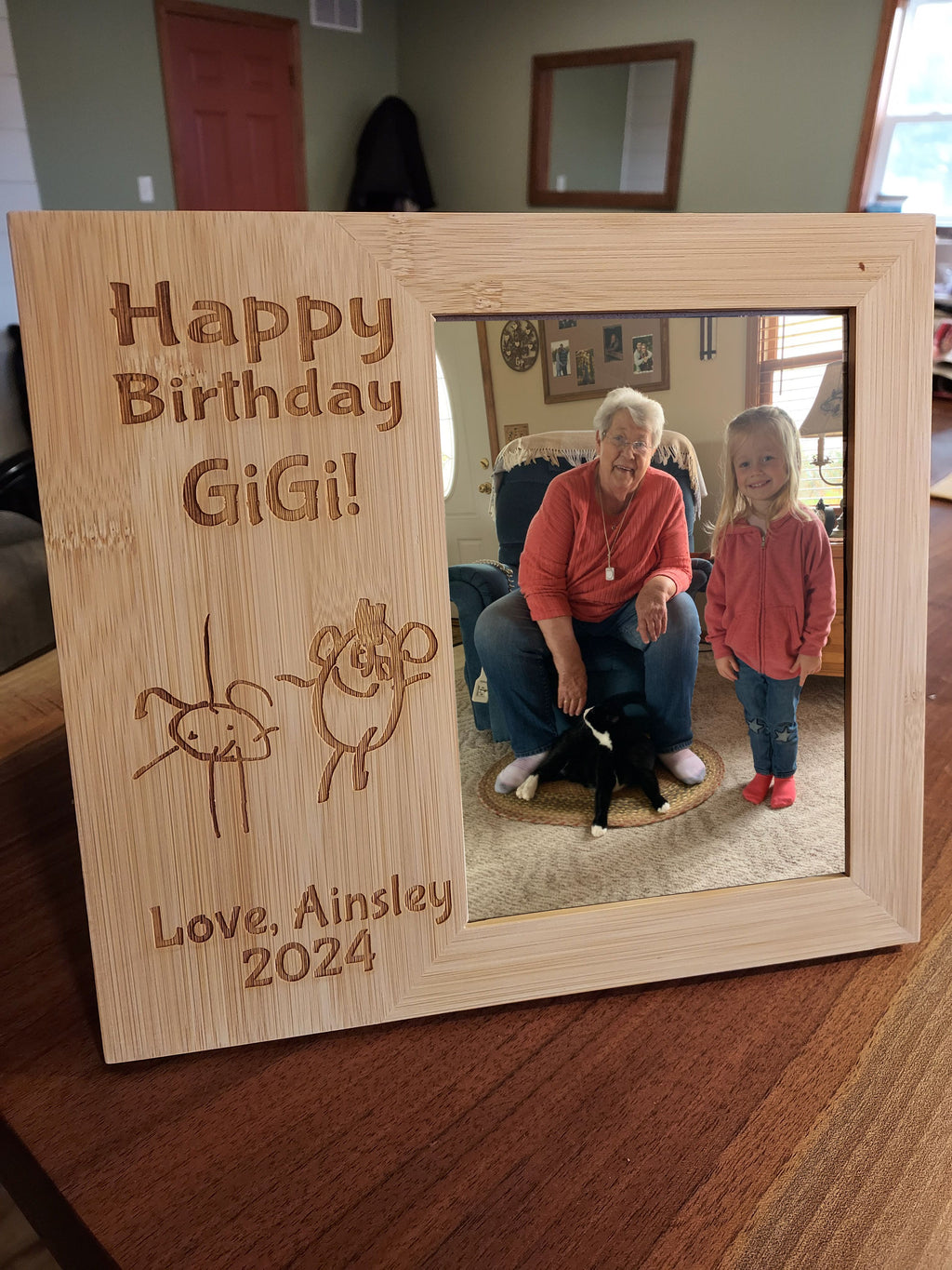 Custom Engraved Bamboo Photo Frame
