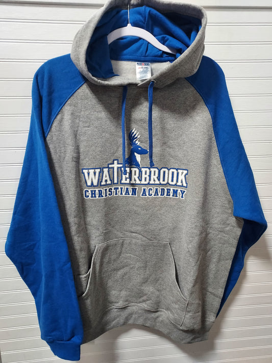 Waterbrook Christian Academy Unisex Color-Block Raglan Hooded Sweatshirt