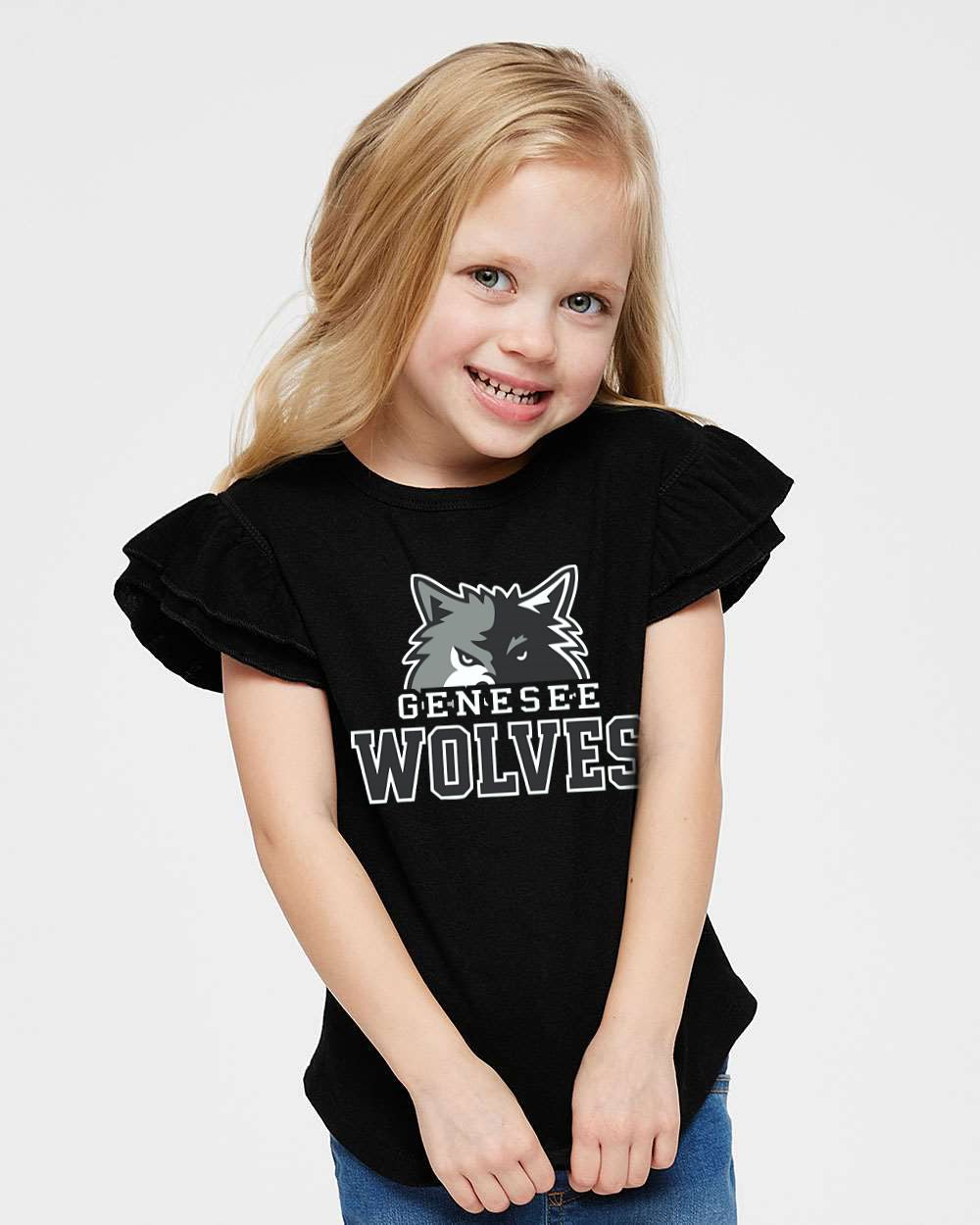 Genesee Wolves Toddler Flutter Sleeve Tee  - GWPTO