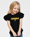 Lakeville Italic Over Logo Toddler Flutter Sleeve Tee
