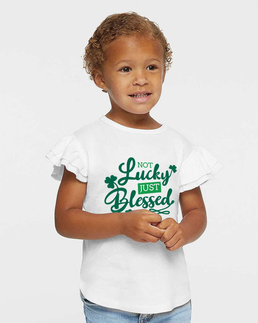 Not Lucky Just Blessed Toddler Flutter Sleeve Tee
