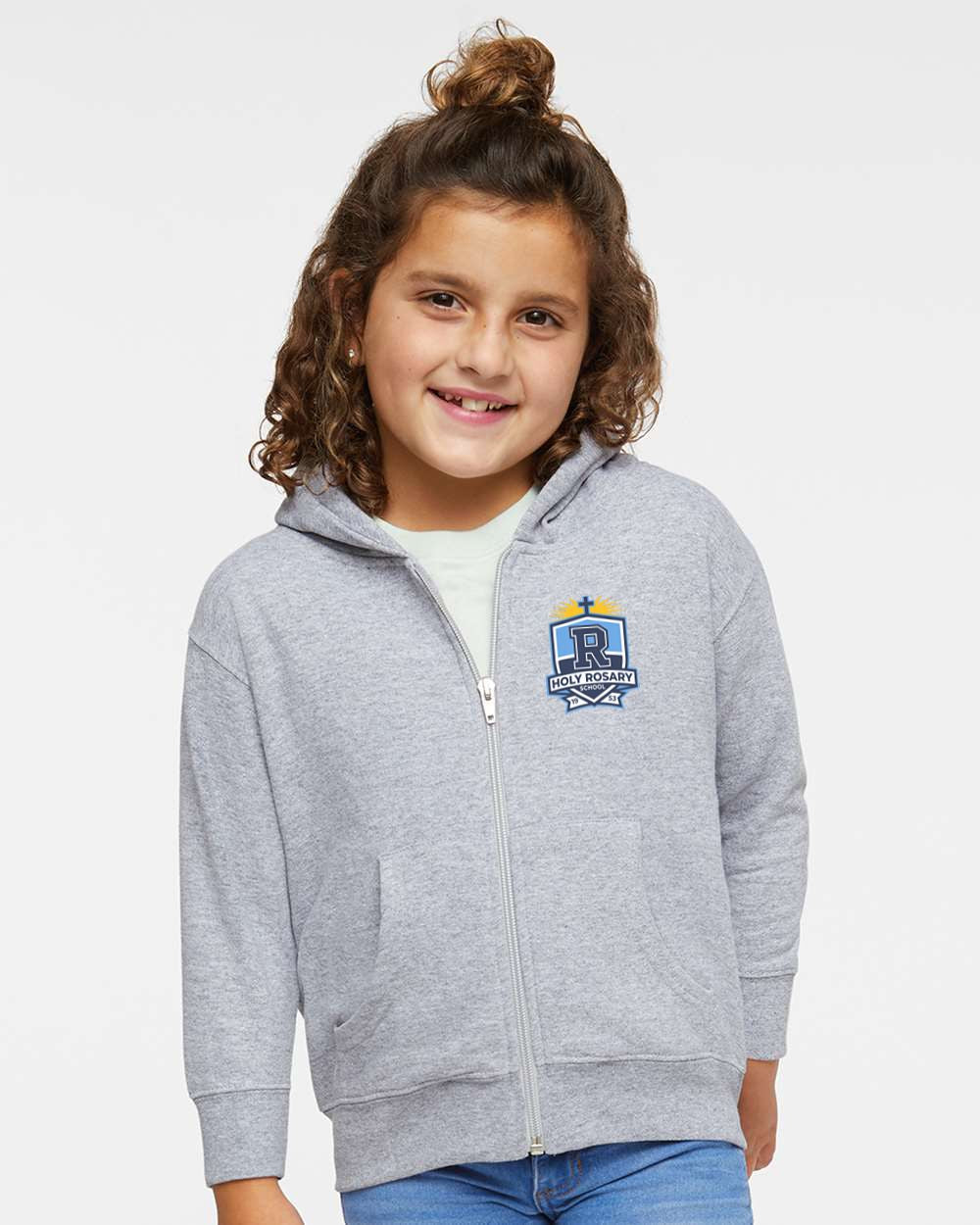 Holy Rosary Grey Youth Full Zip Jacket