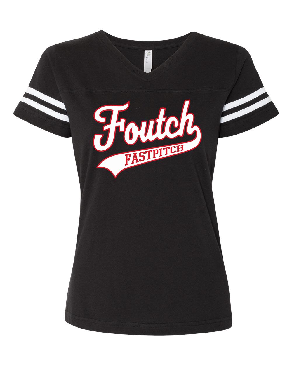 Foutch Fastpitch Ladies Short Sleeve Stripe Jersey Tee