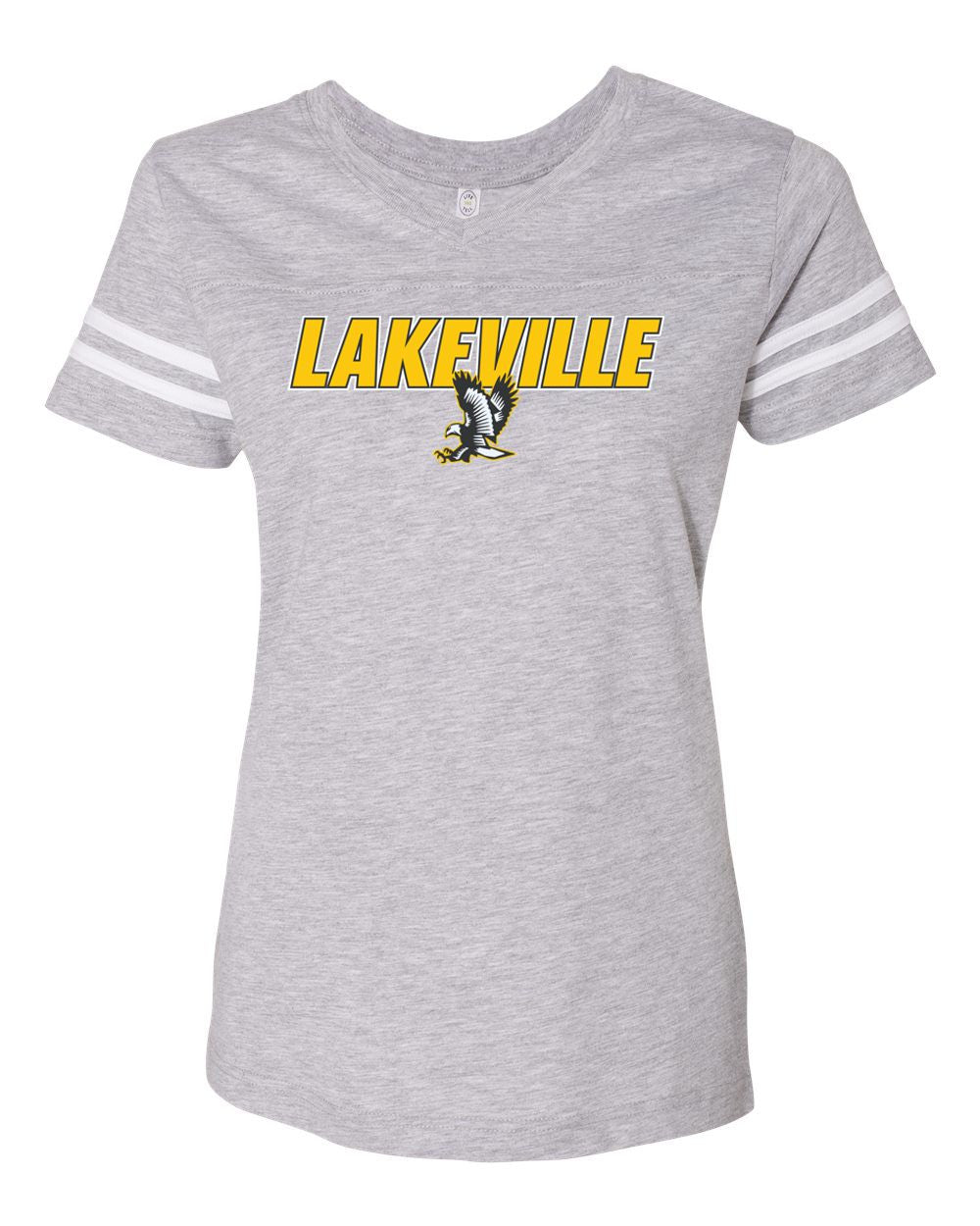 Lakeville Italic Over Logo Stripe Jersey Tee