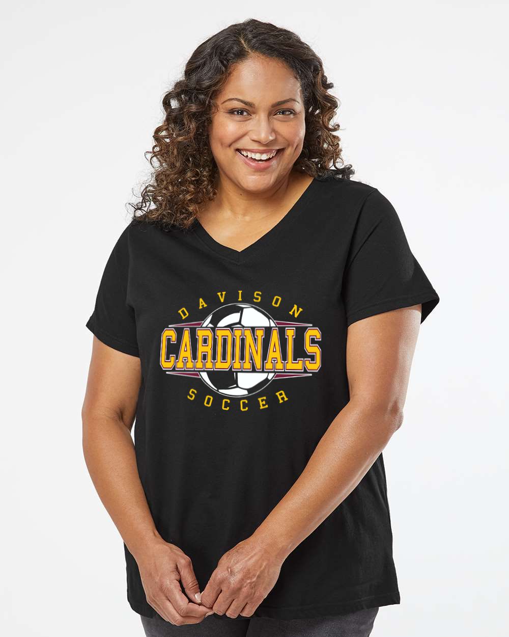 Davison Soccer Curvy Collection Women's Fine Jersey V-Neck Tee