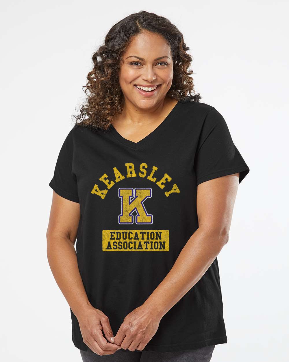 Kearsley Education Association Curvy Collection Women's Fine Jersey V-Neck Tee