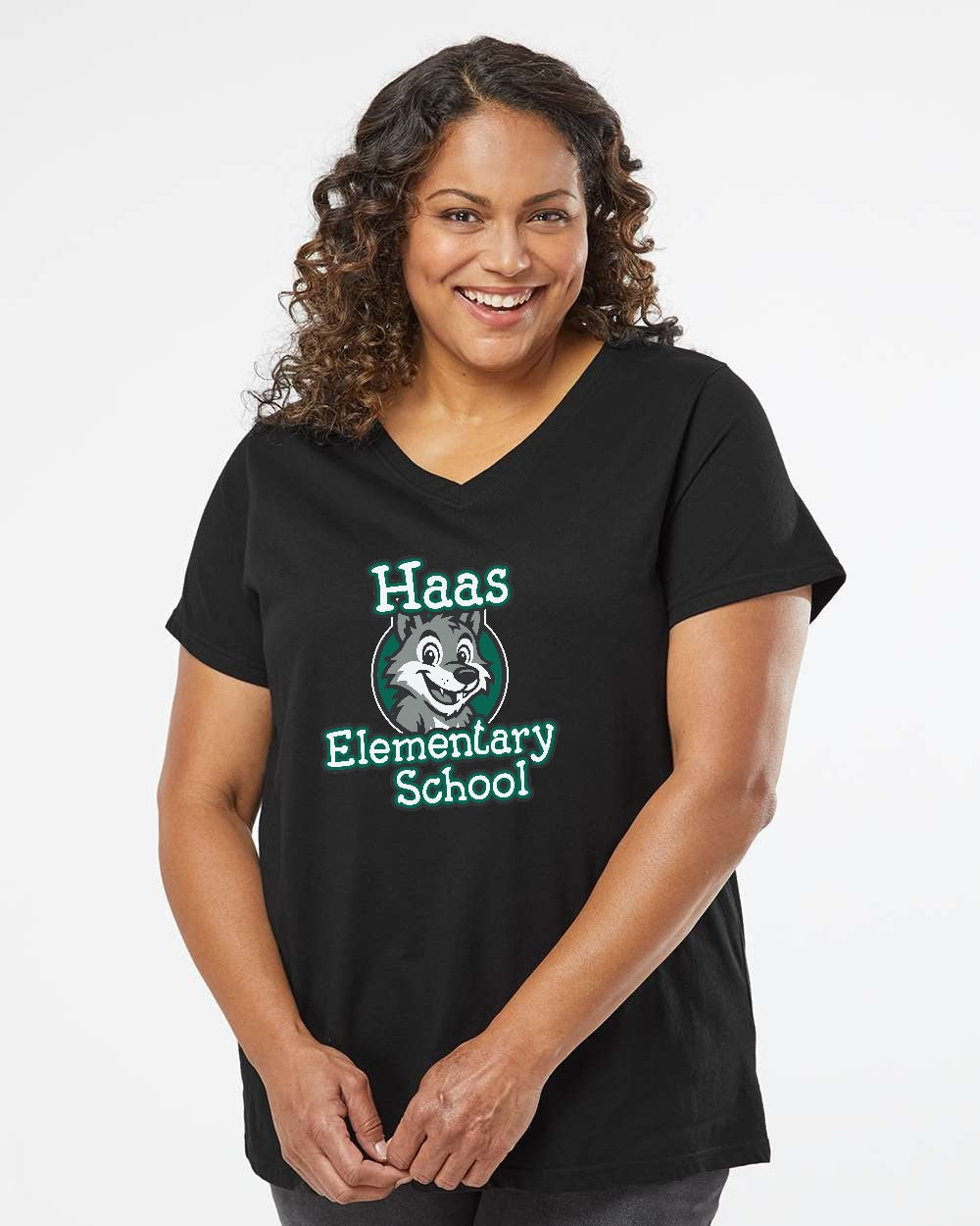 Haas Elementary Curvy Collection Women's Fine Jersey V-Neck Tee