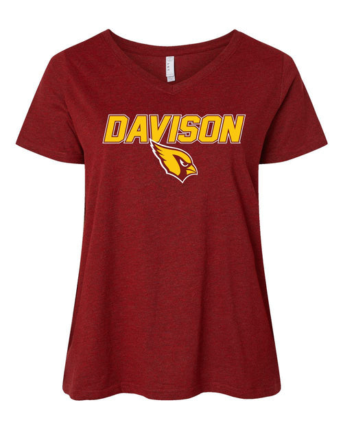 Davison Cardinals Curvy Collection Women's Fine Jersey V-Neck Tee