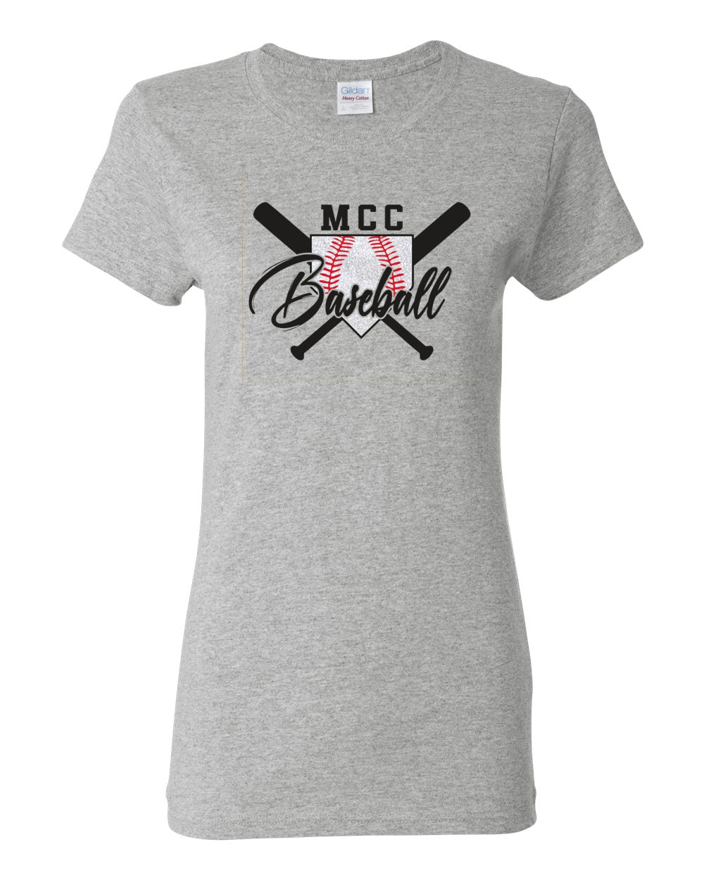 Mott CC Baseball Script Glitter Basic T-shirt