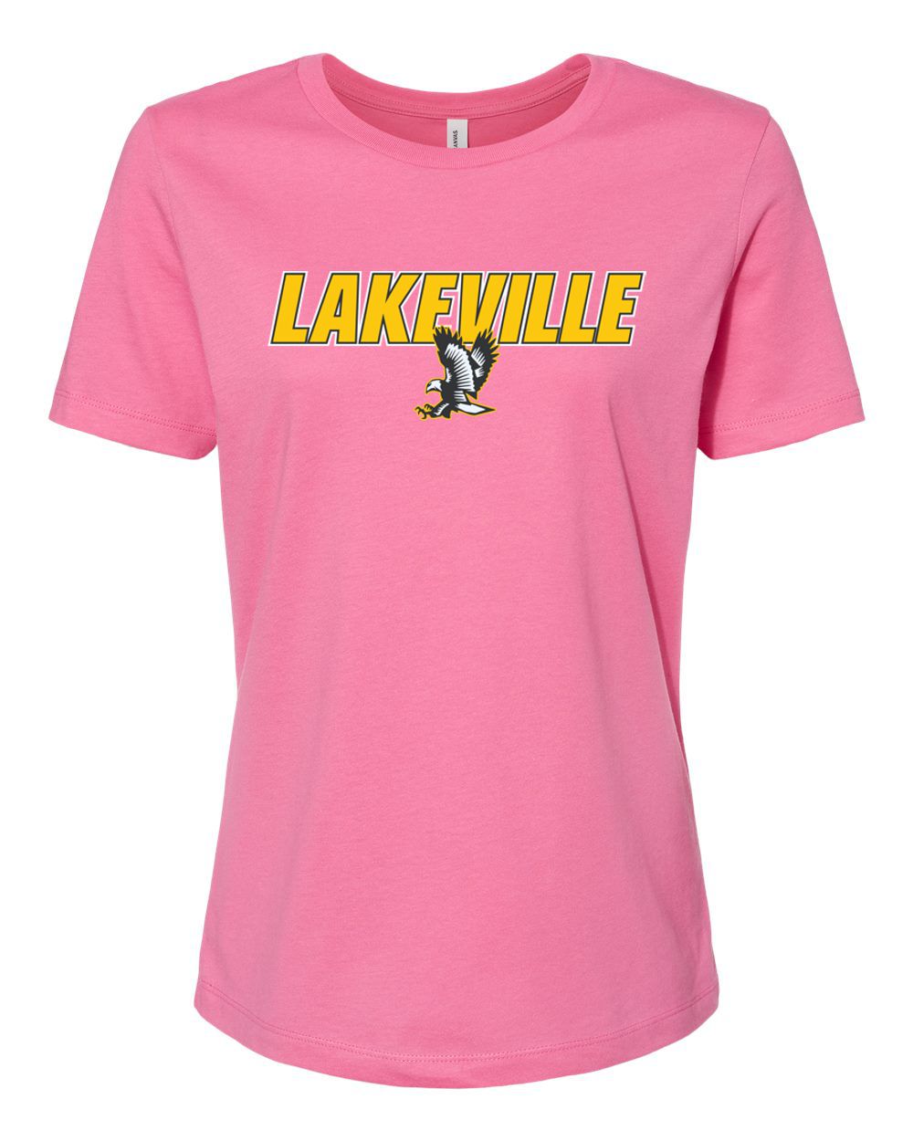 Lakeville Italic Over Logo Bella Canvas Women’s Relaxed Jersey Tee