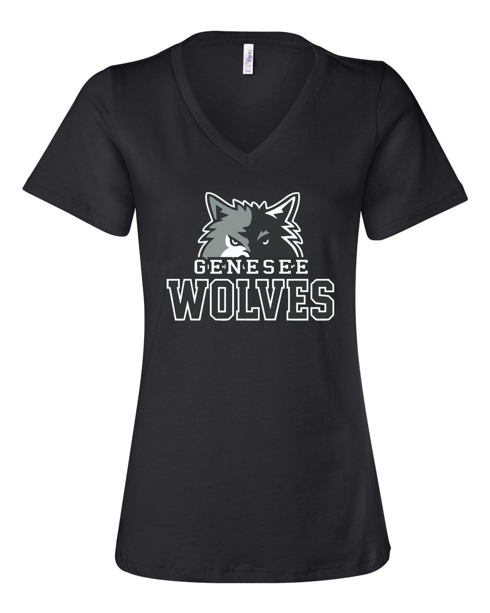 Genesee Wolves  Ladies Large Relaxed Jersey V-Neck Tee -GWPTO