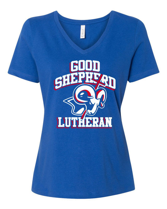 Good Shepherd Lutheran Ladies Large Relaxed Jersey V-Neck Tee