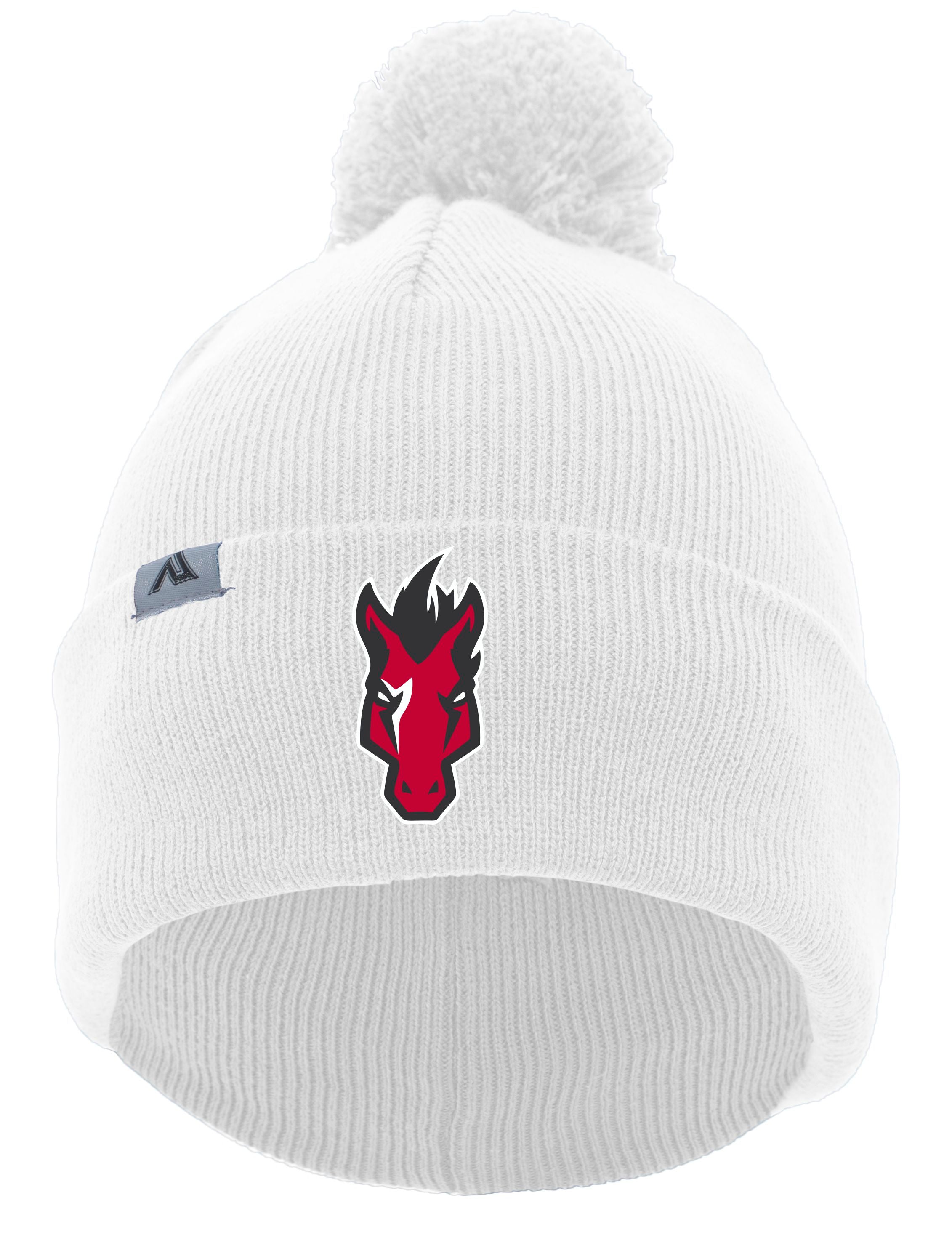Mustangs Knit Fold Over Pom-Pom Beanie