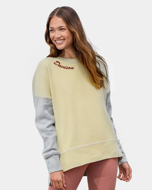 Davison Script Women's Cloud Fleece Colorblocked Crewneck Sweatshirt