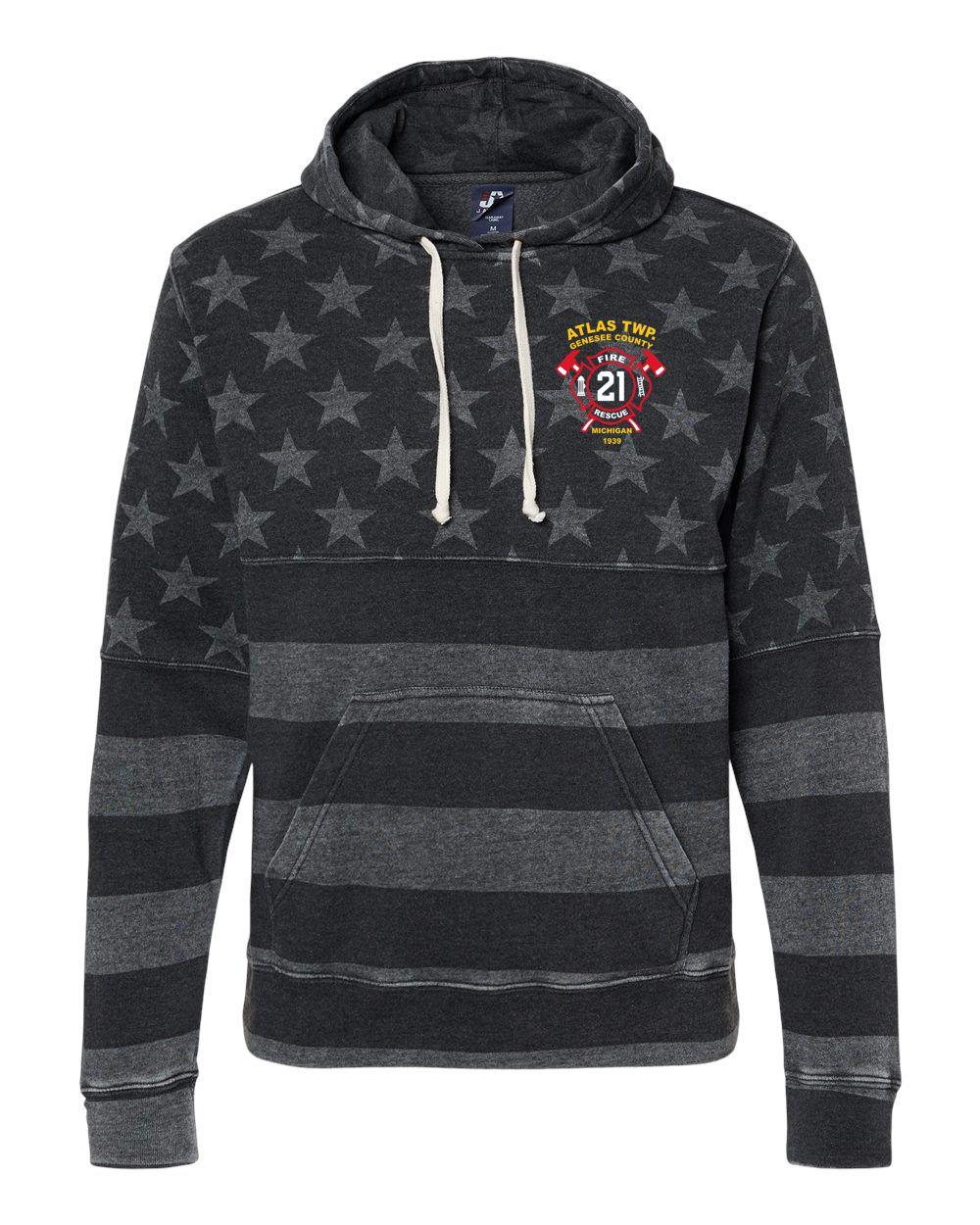 Atlas TWP Fire Department Black American Flag Triblend Hood