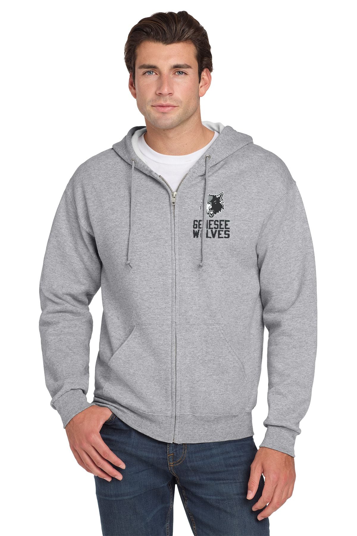 Genesee Wolves Full Zip Embroidered Hooded Sweatshirt - GWPTO
