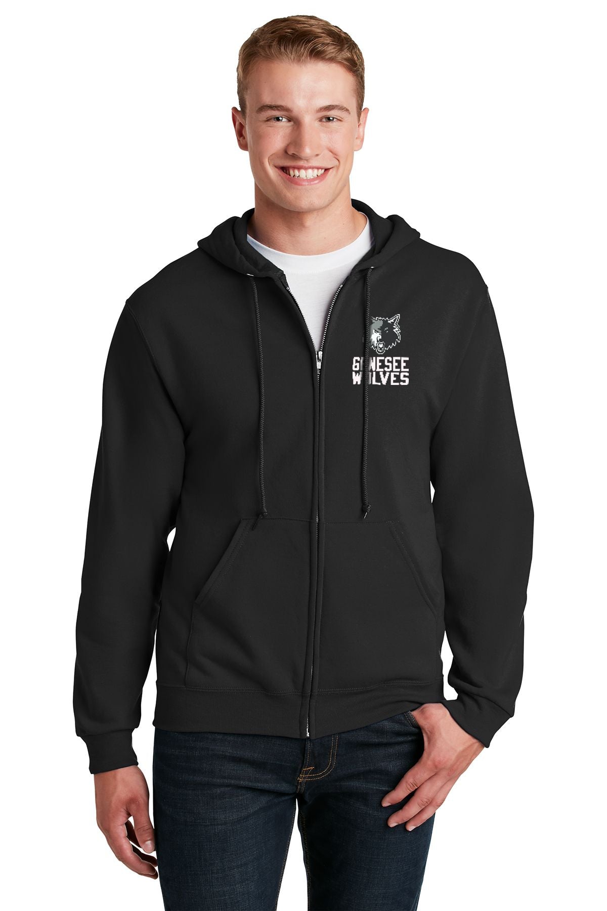 Genesee Wolves Full Zip Embroidered Hooded Sweatshirt - GWPTO