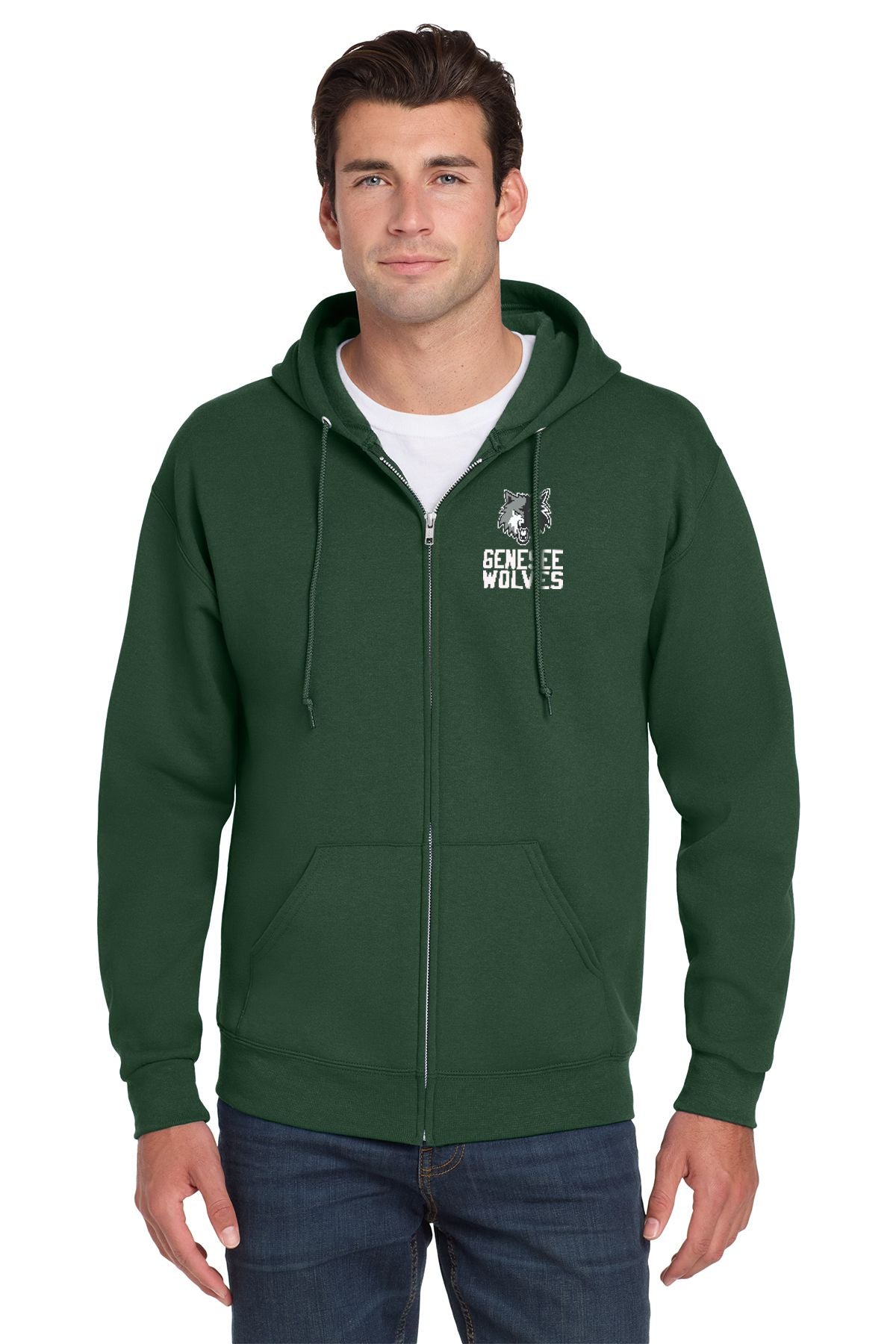 Genesee Wolves Full Zip Embroidered Hooded Sweatshirt - GWPTO