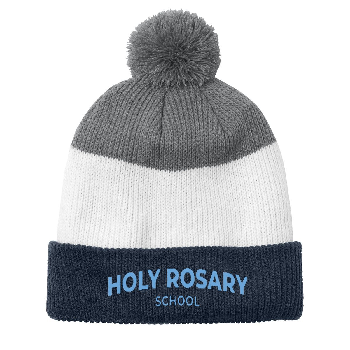 Holy Rosary Cozy Striped Pom Beanie