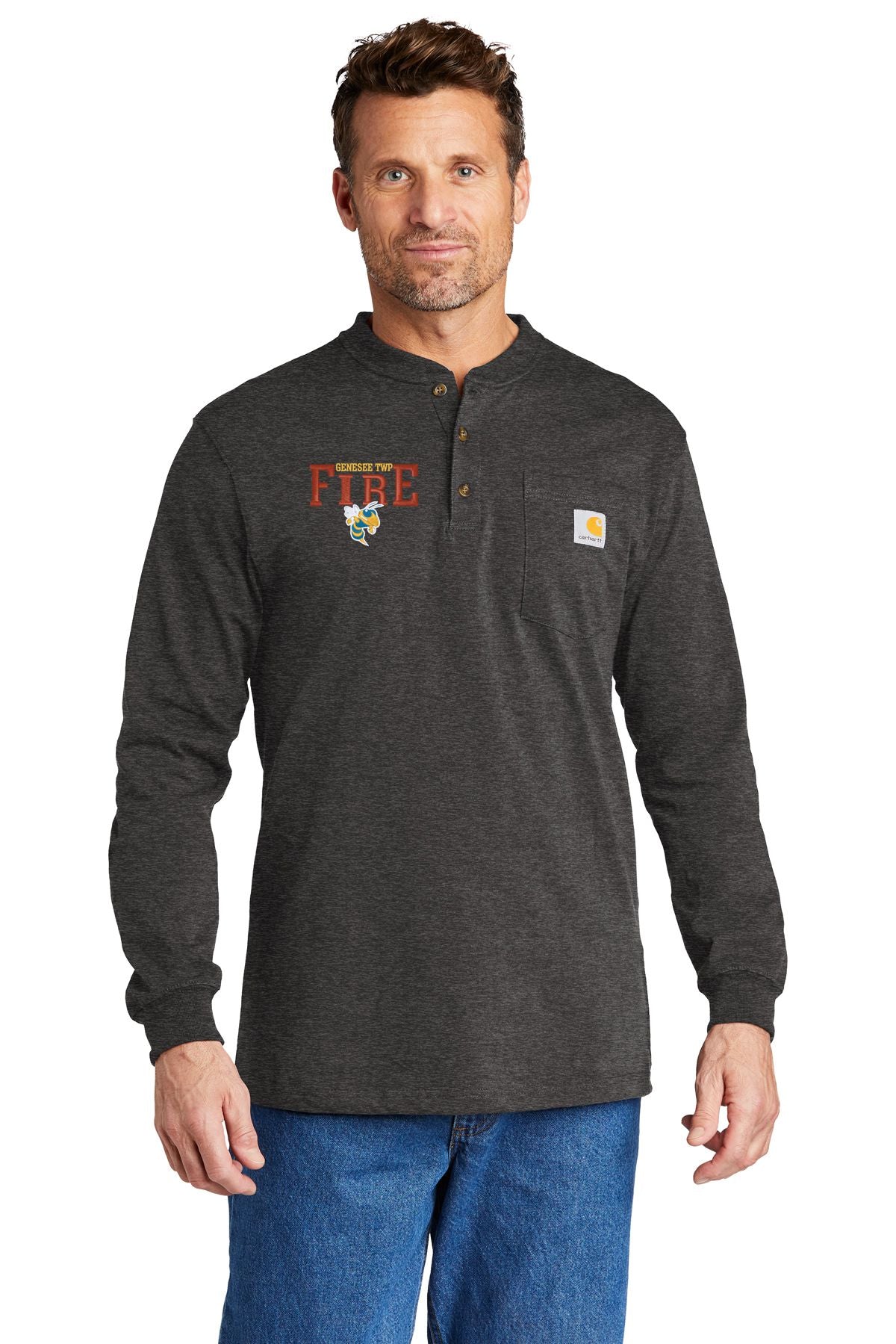 Genesee TWP Fire Department Carhartt® Long Sleeve Henley T-Shirt