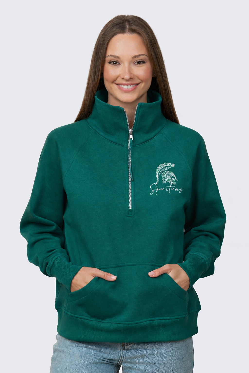 Spartans Floral Ladies Boxy Half Zip Fleece