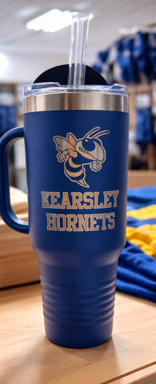 Kearsley Hornets Engraved 40oz Tumbler with Handle