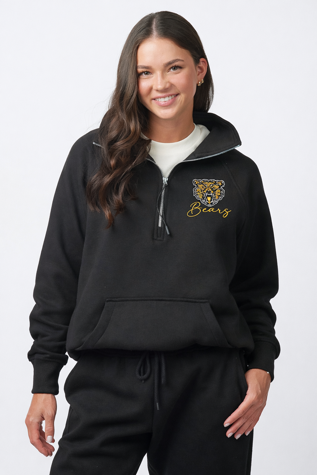 Mott Community College Floral Ladies Boxy Half Zip Fleece