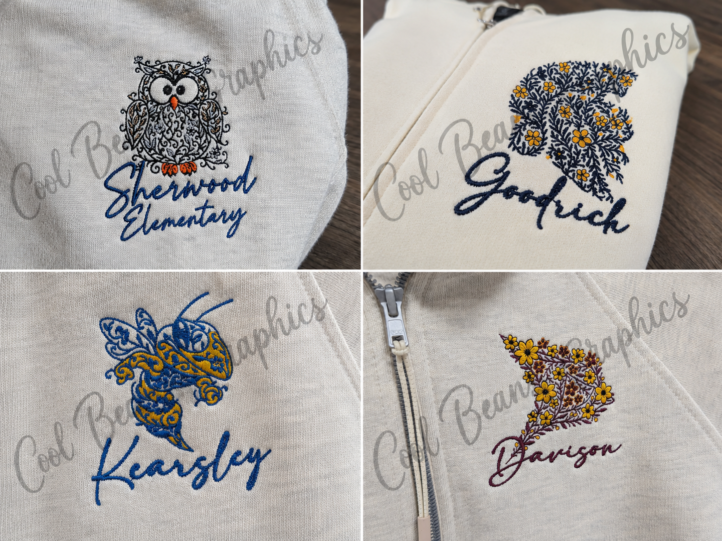 Custom Logo Vines & Flowers Embroidery File