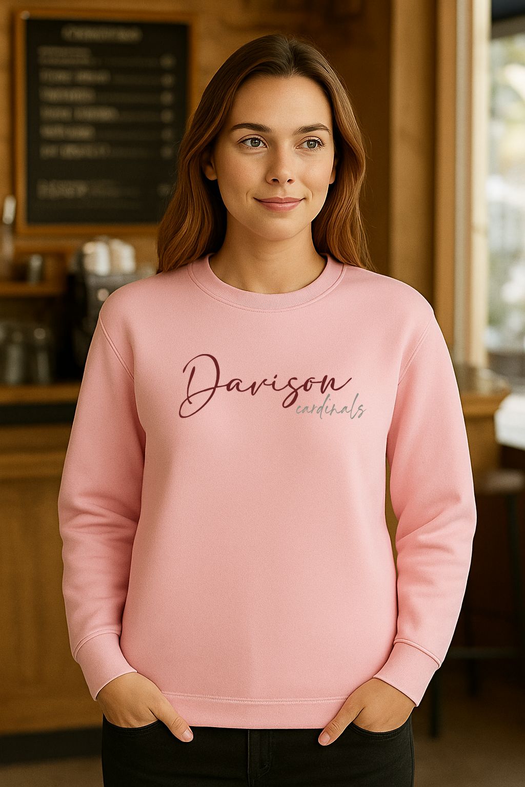 Pink Davison Cardinals Script Softstyle® Crewneck Sweatshirt