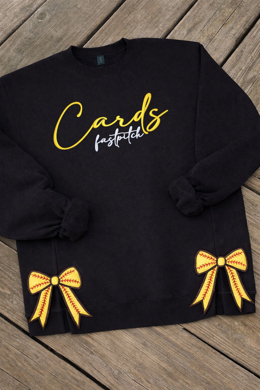 Cards Fastpitch Script with Side Bows Crew Sweatshirt