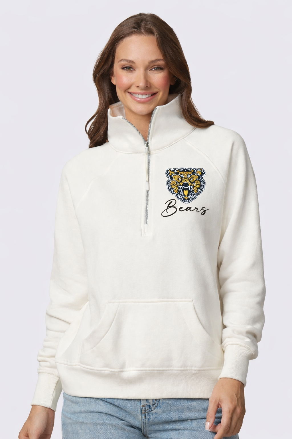 Mott Community College Floral Ladies Boxy Half Zip Fleece