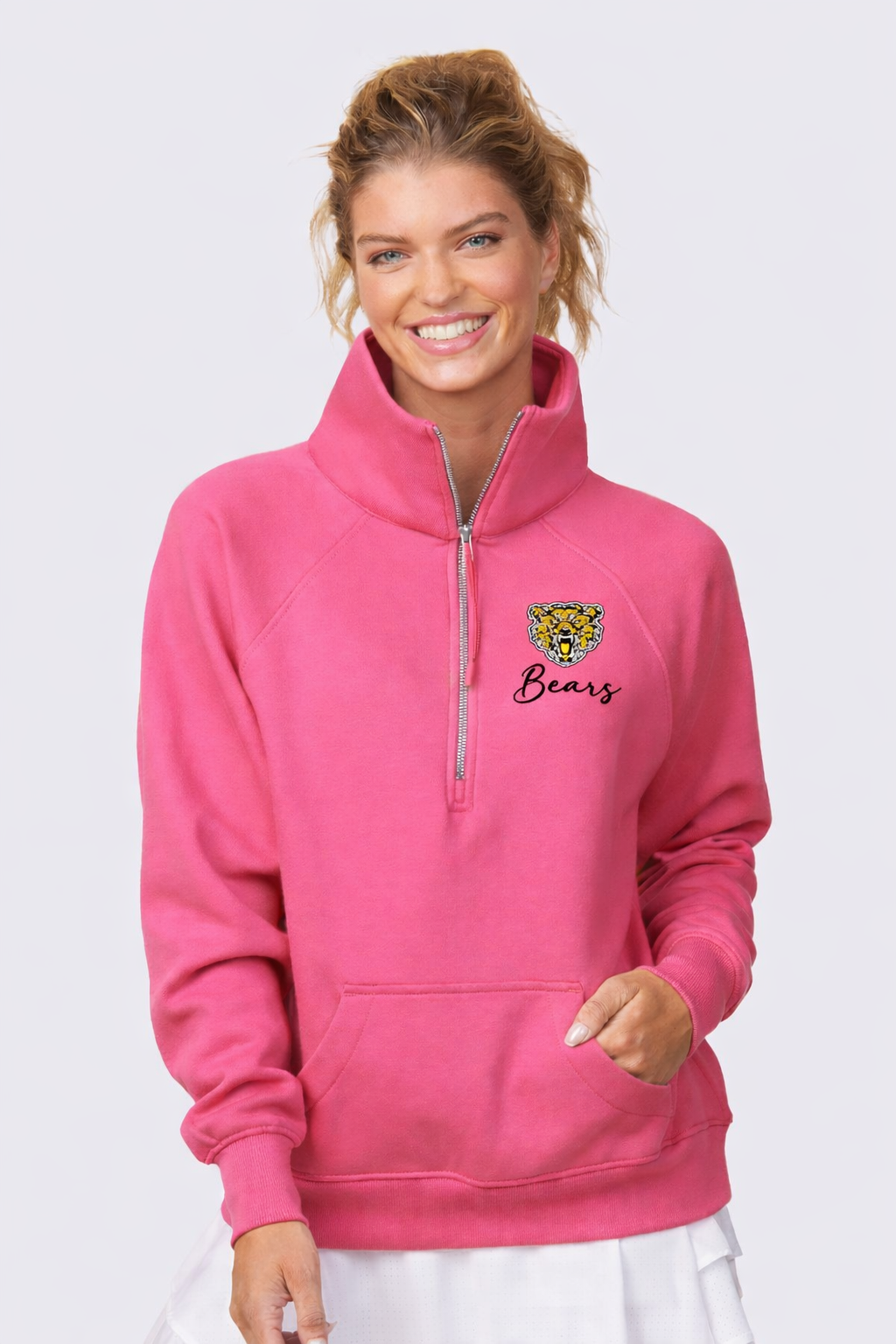 Mott Community College Floral Ladies Boxy Half Zip Fleece