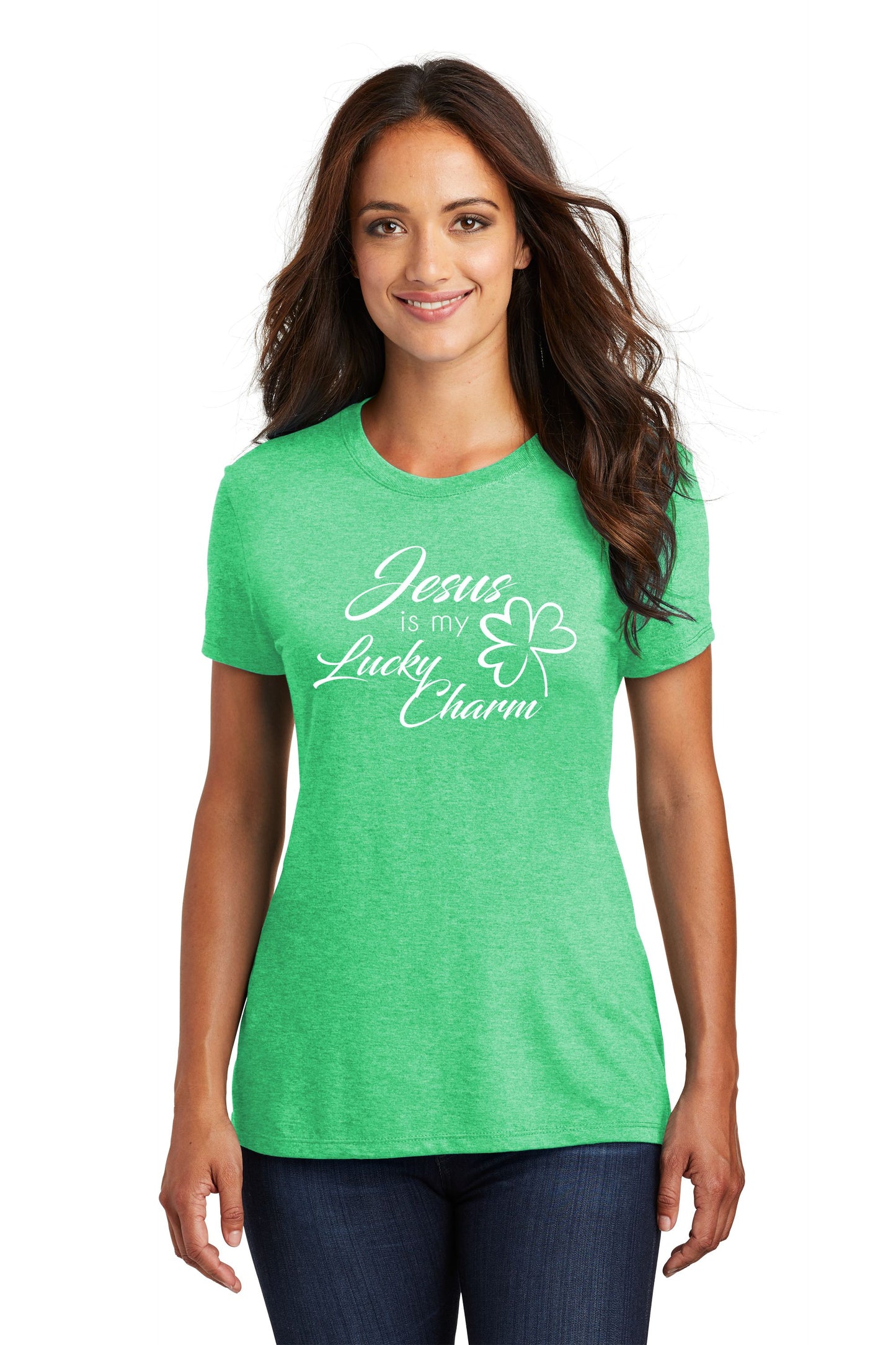 Jesus is My Lucky Charm Soft Feel Ladies Tee