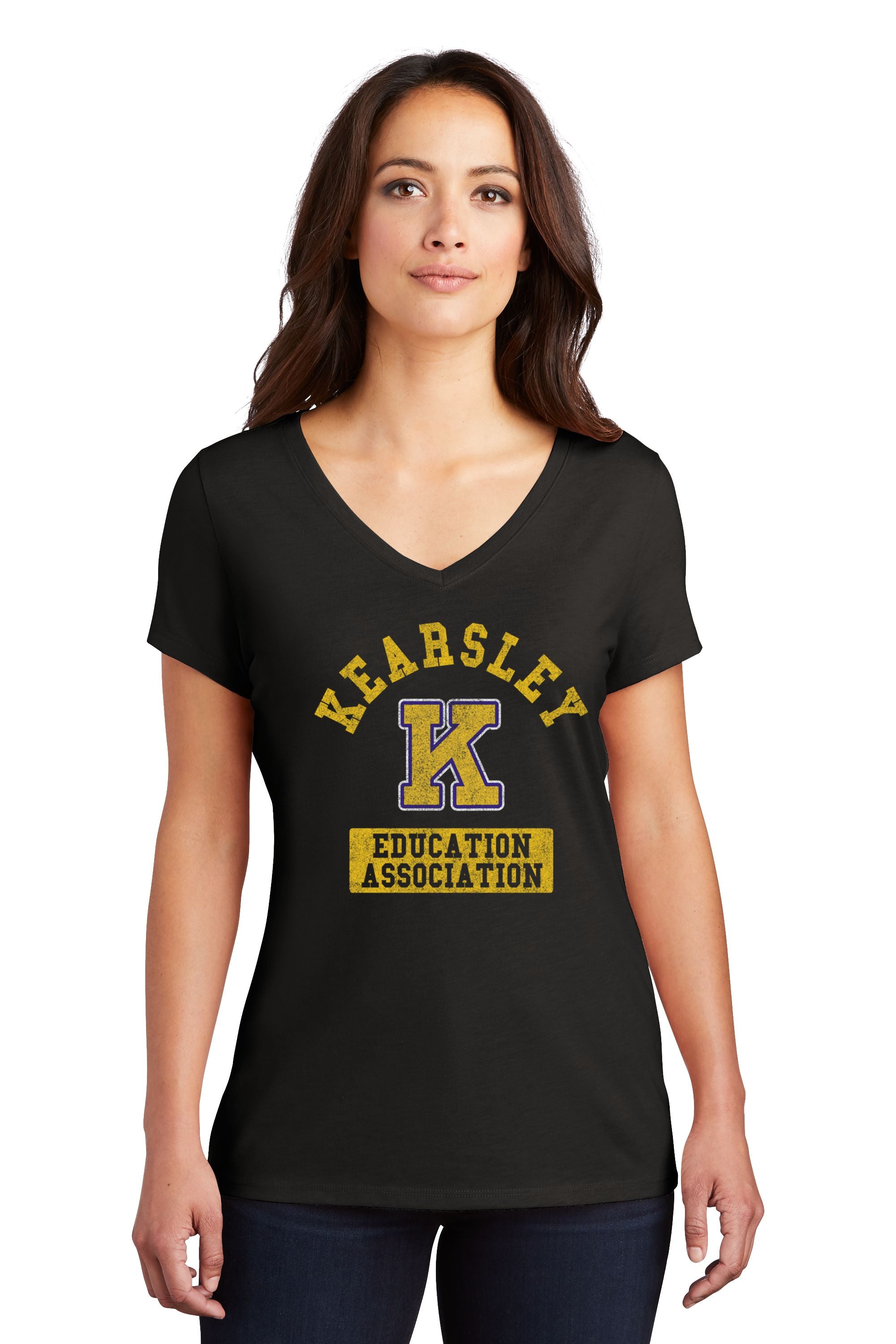 Kearsley Education Association Soft Feel Ladies V-Neck Tee