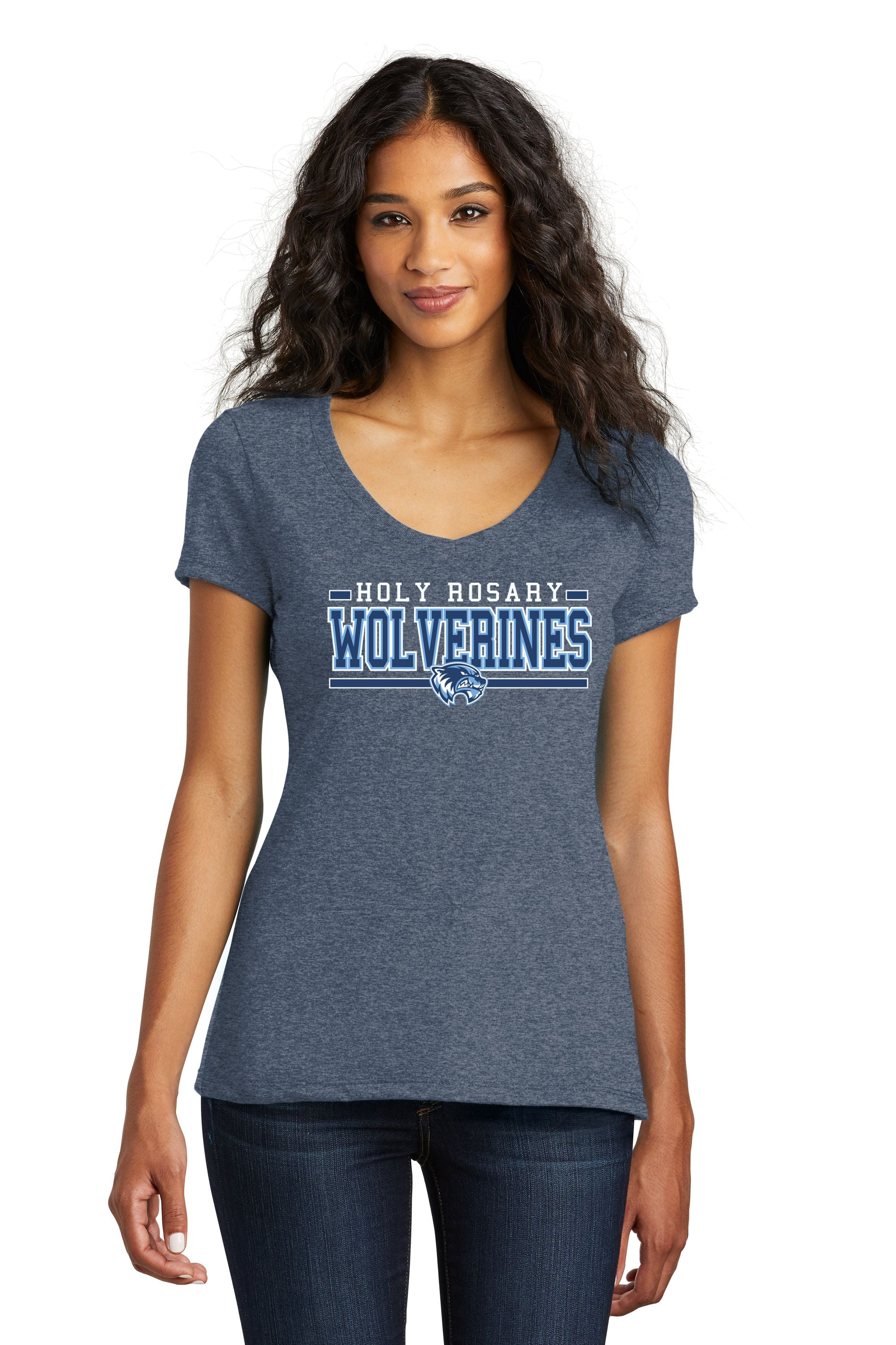 Holy Rosary Soft Feel Ladies V-Neck Tee