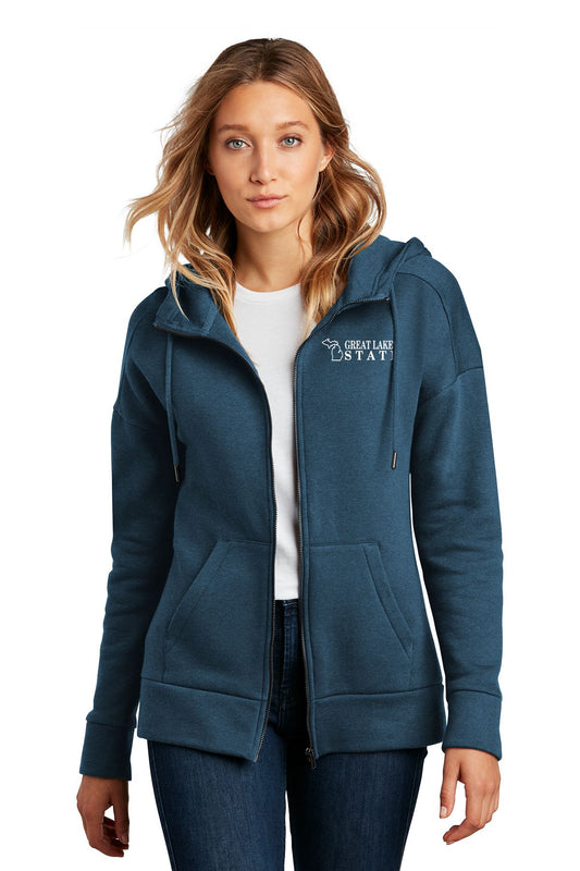 Great Lakes State Women’s Fleece Drop Shoulder Full-Zip Hoodie