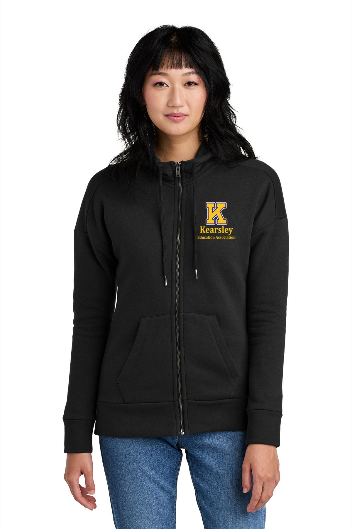 Kearsley Education Association Women’s Fleece Drop Shoulder Full-Zip Hoodie