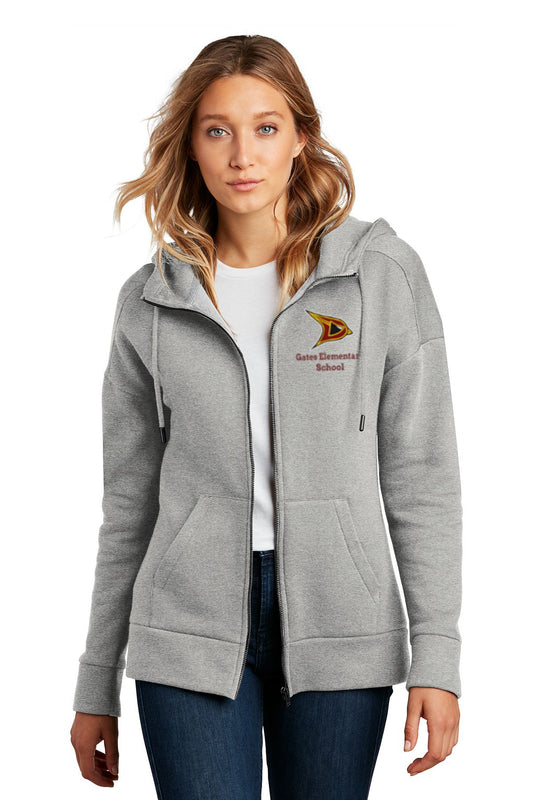 Gates Elementary Women’s Fleece Drop Shoulder Full-Zip Hoodie