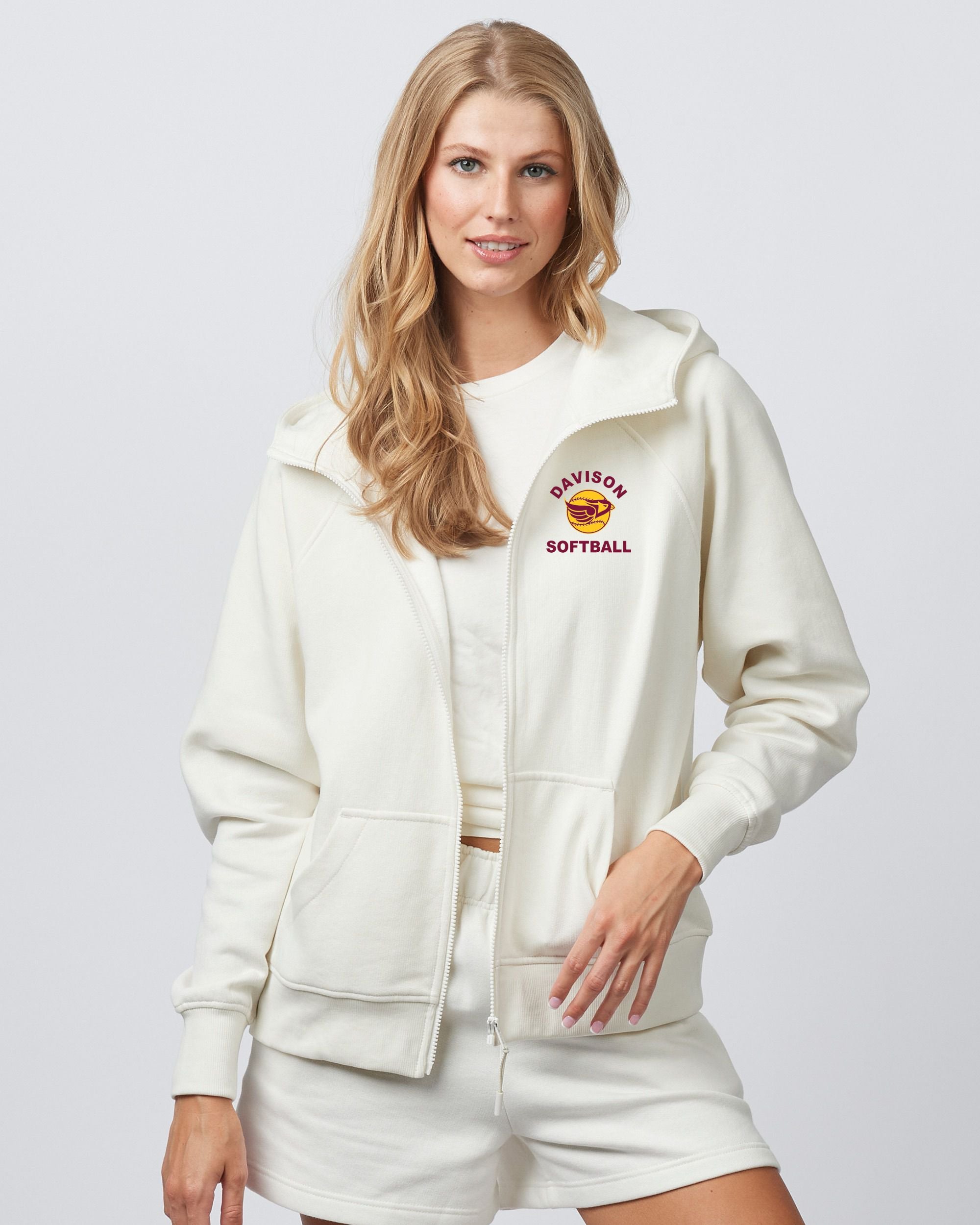 Davison Softball Ladies Relaxed Full Zip Hood