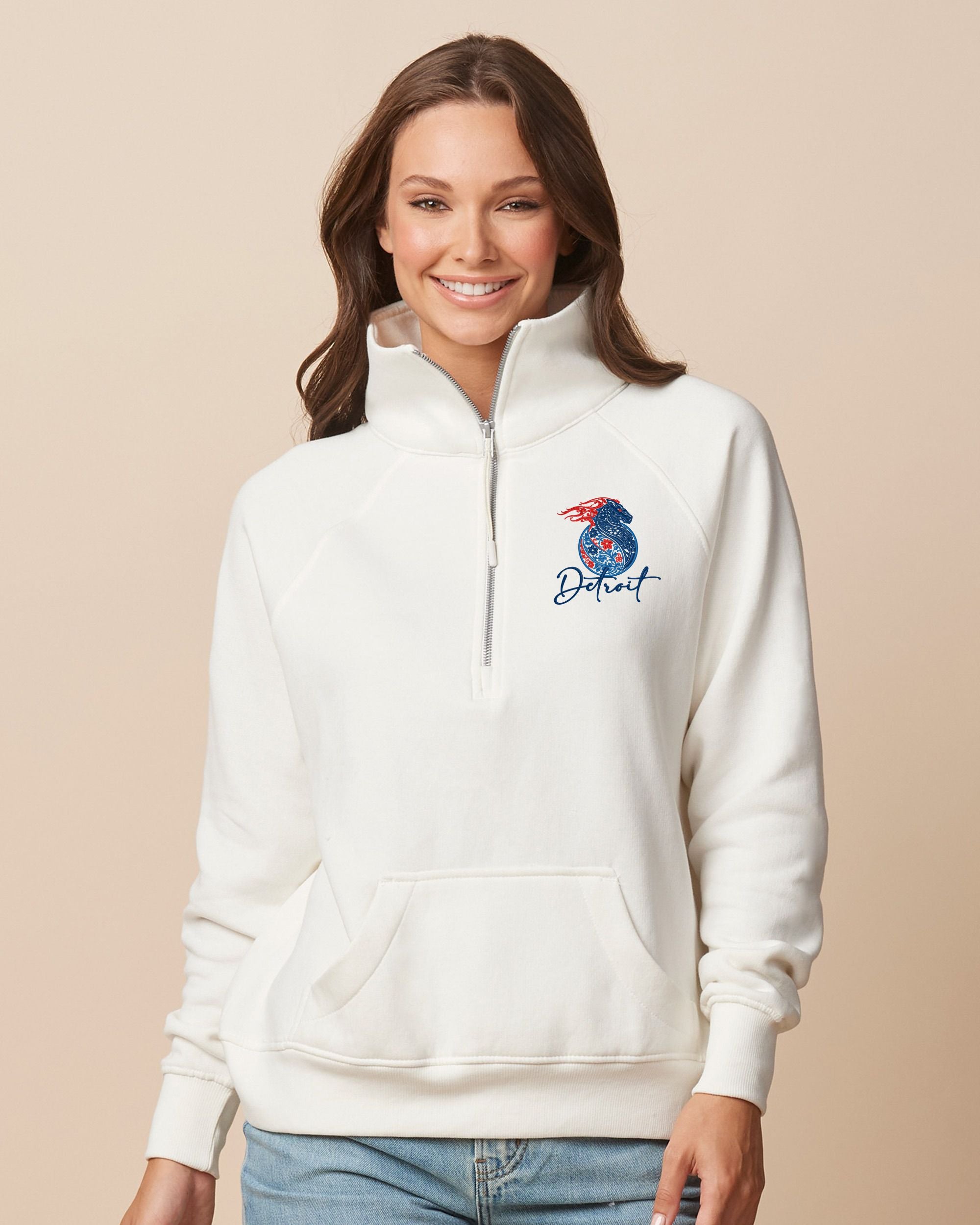 Floral Pistons Ladies Boxy Half Zip Fleece