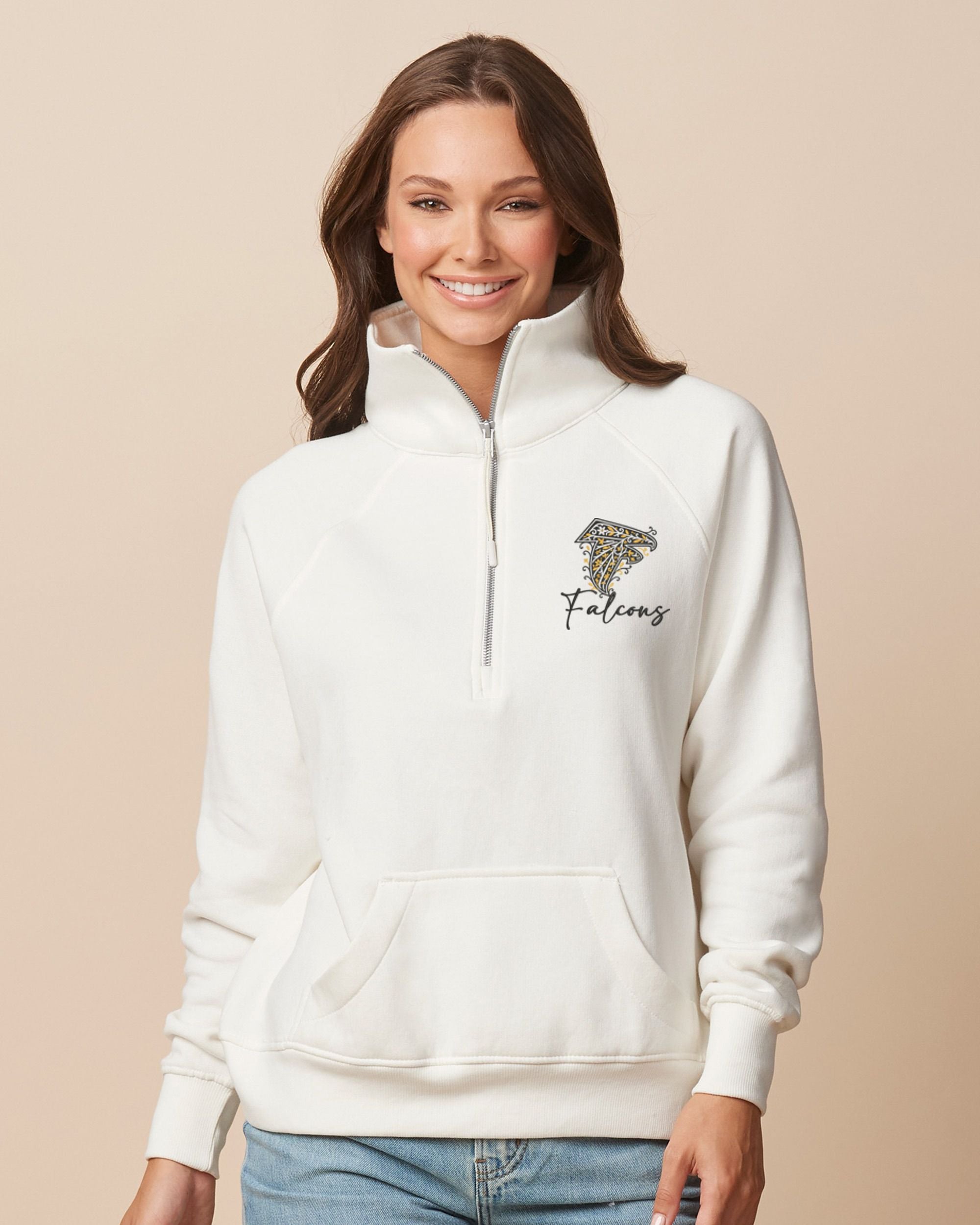 Lakeville Falcons Floral Ladies Boxy Half Zip Fleece