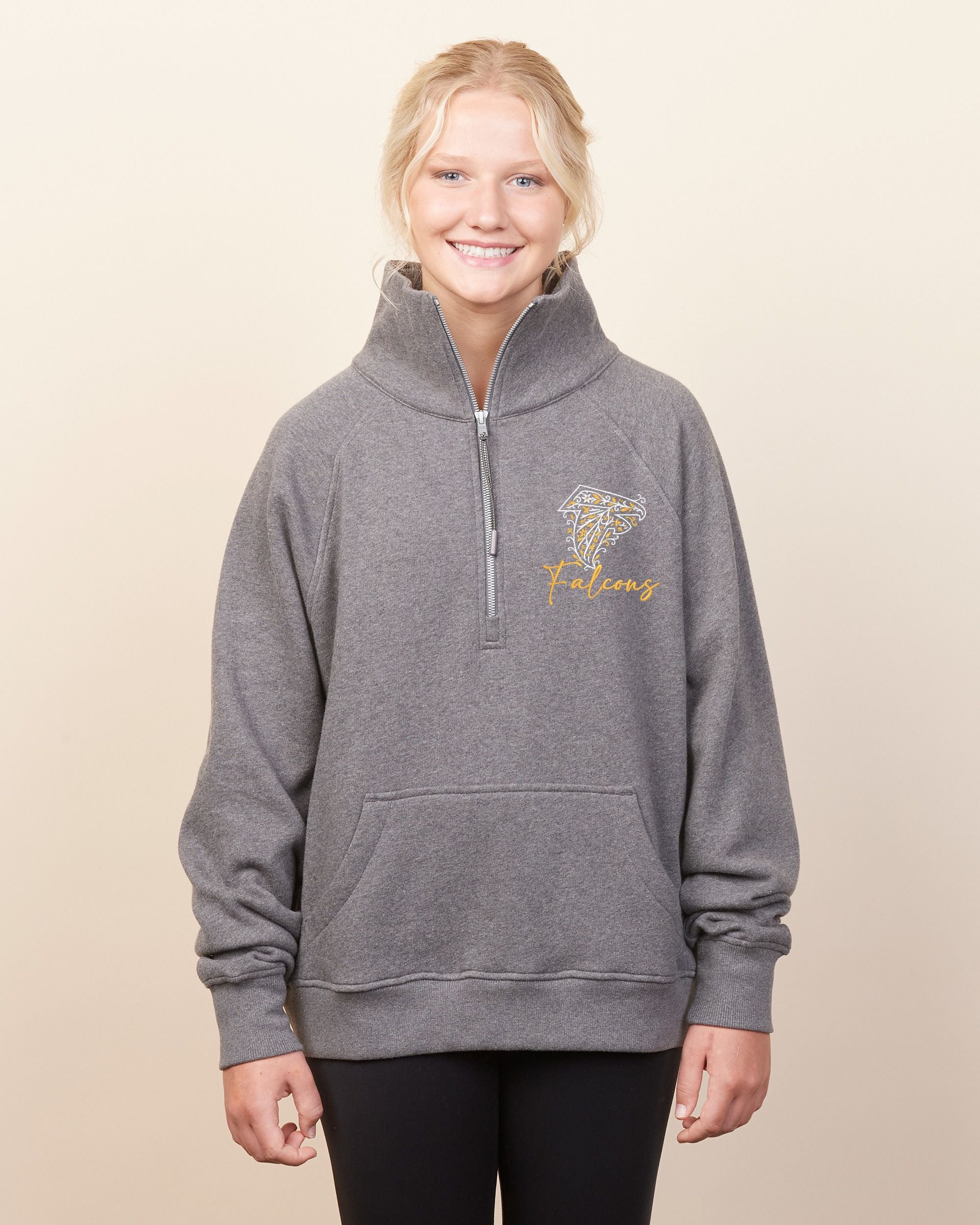 Lakeville Falcons Floral Ladies Boxy Half Zip Fleece