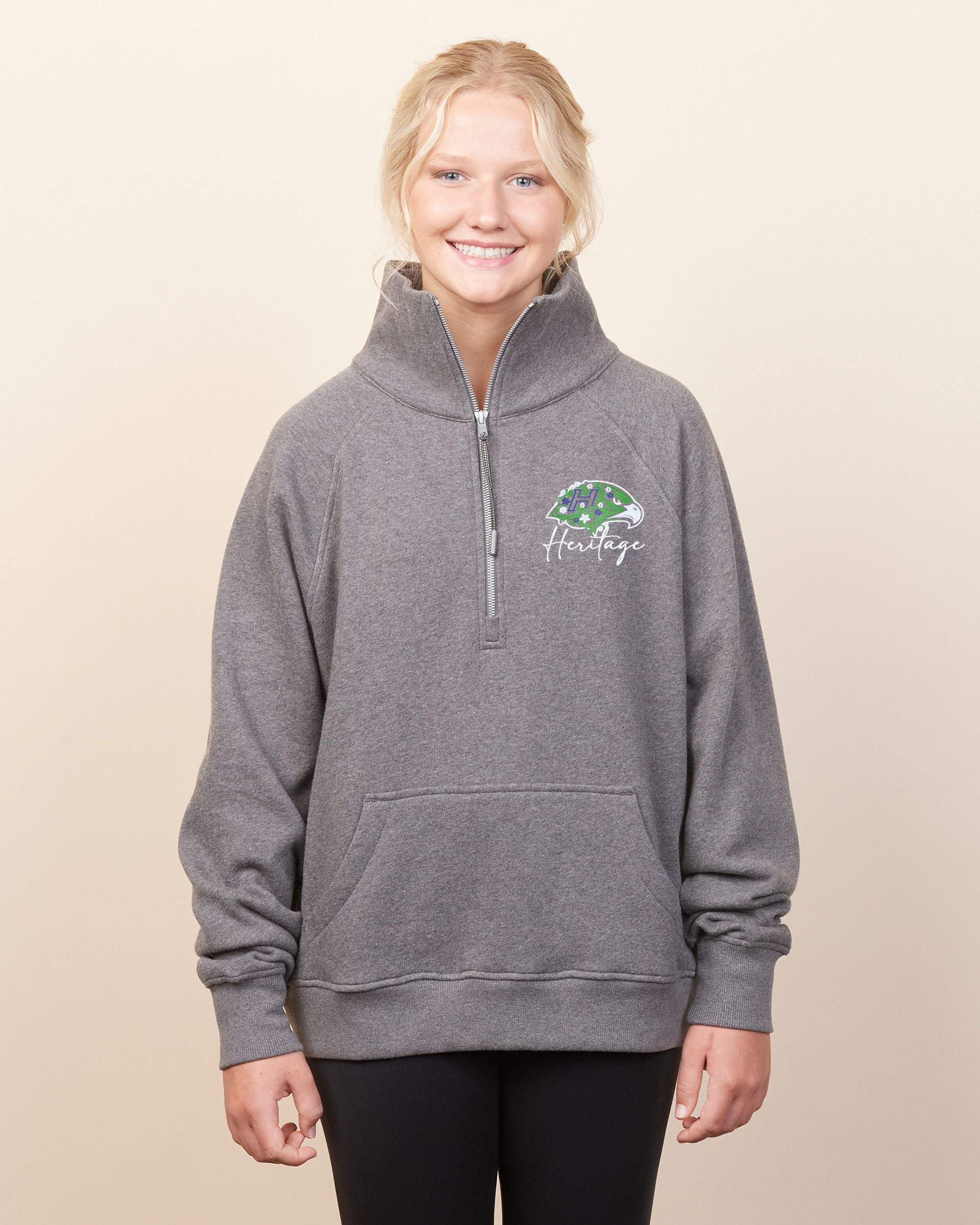 Heritage Hawks Floral Ladies Boxy Half Zip Fleece