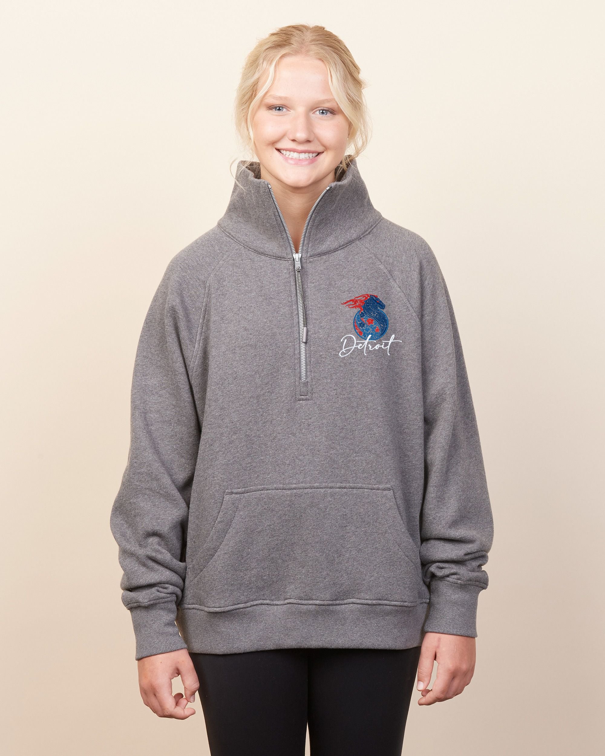 Floral Pistons Ladies Boxy Half Zip Fleece