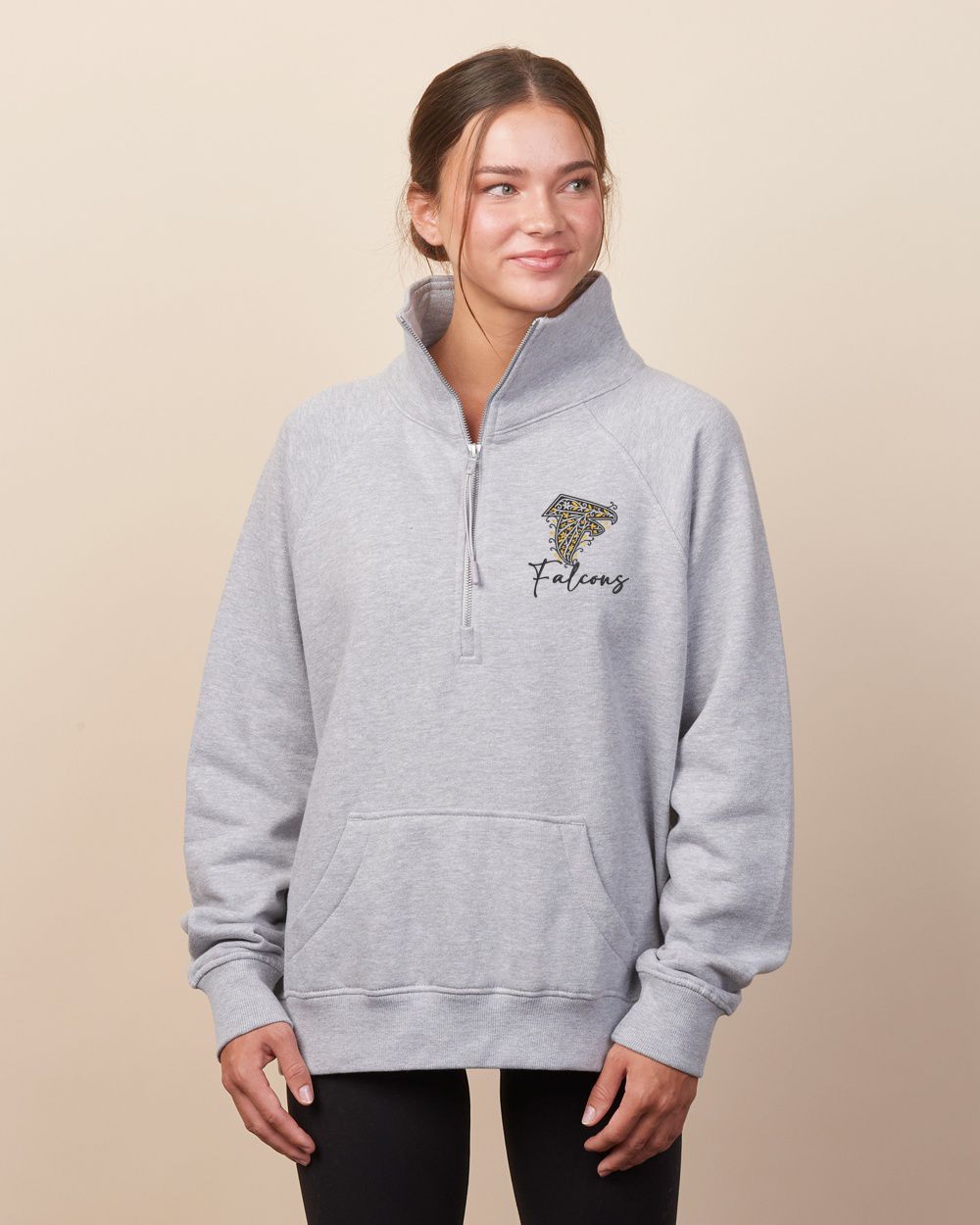 Lakeville Falcons Floral Ladies Boxy Half Zip Fleece