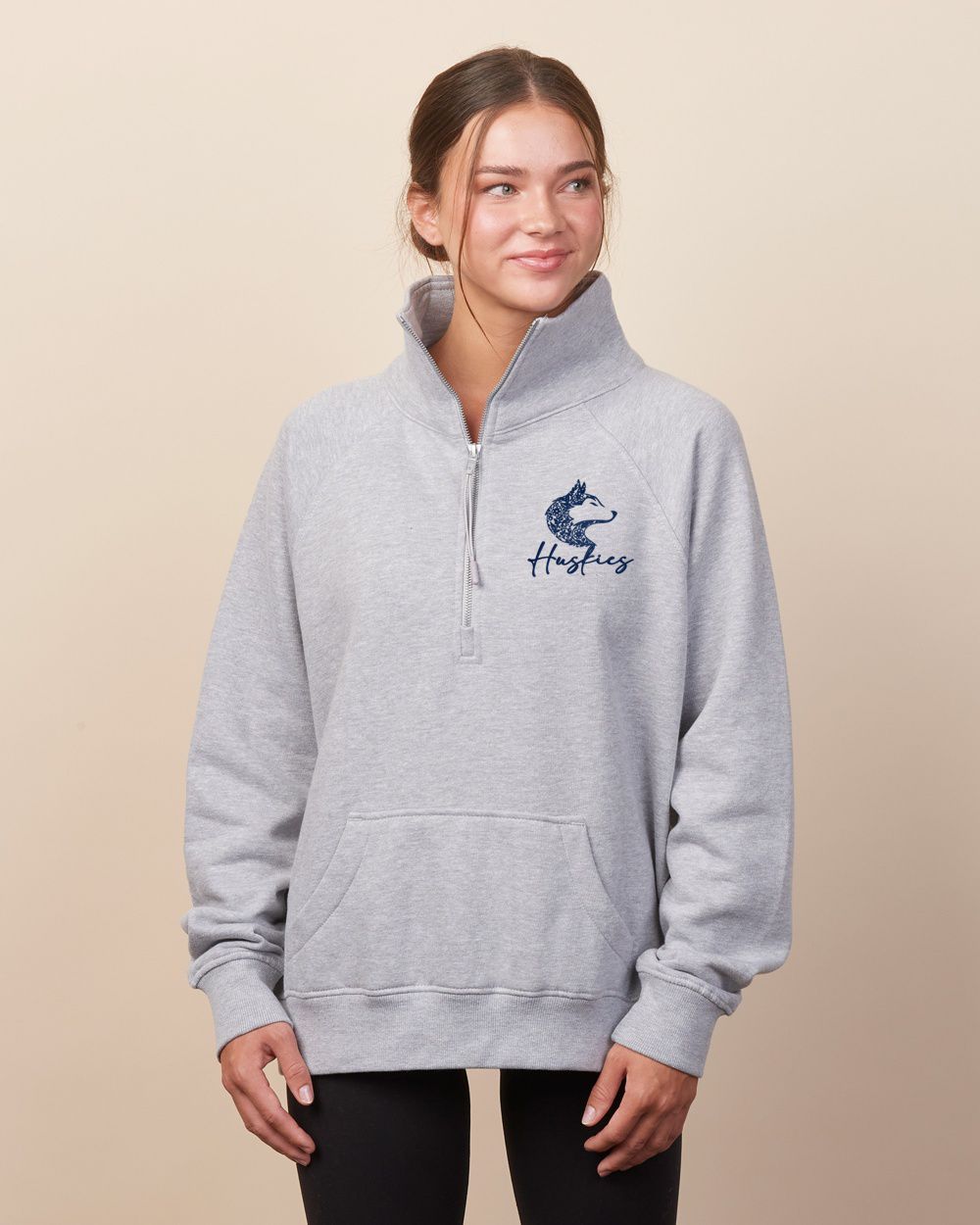Hemlock Huskies Floral Ladies Boxy Half Zip Fleece