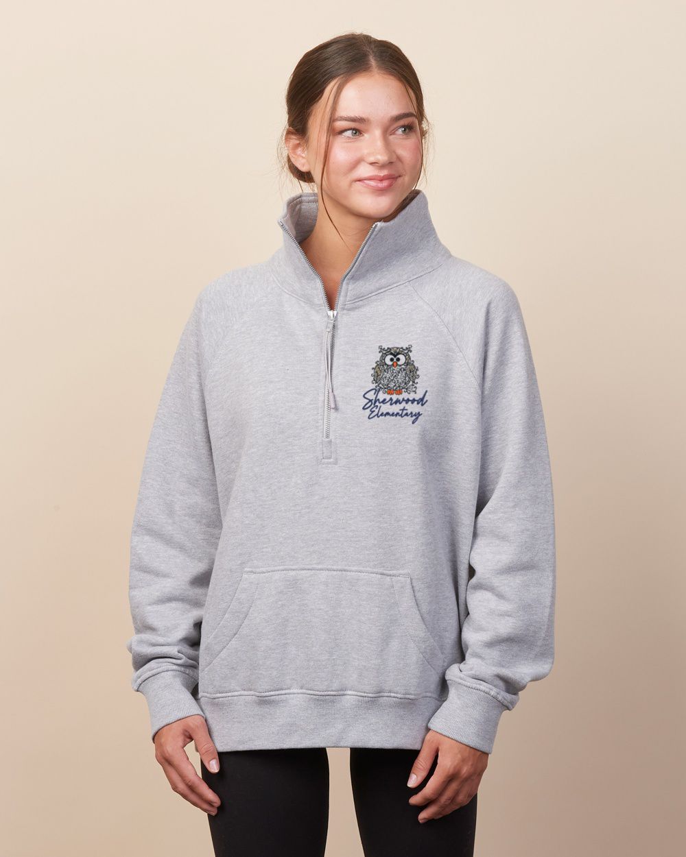 Sherwood Elementary Floral Ladies Boxy Half Zip Fleece