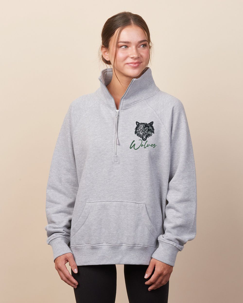 Genesee Wolves Floral Ladies Boxy Half Zip Fleece